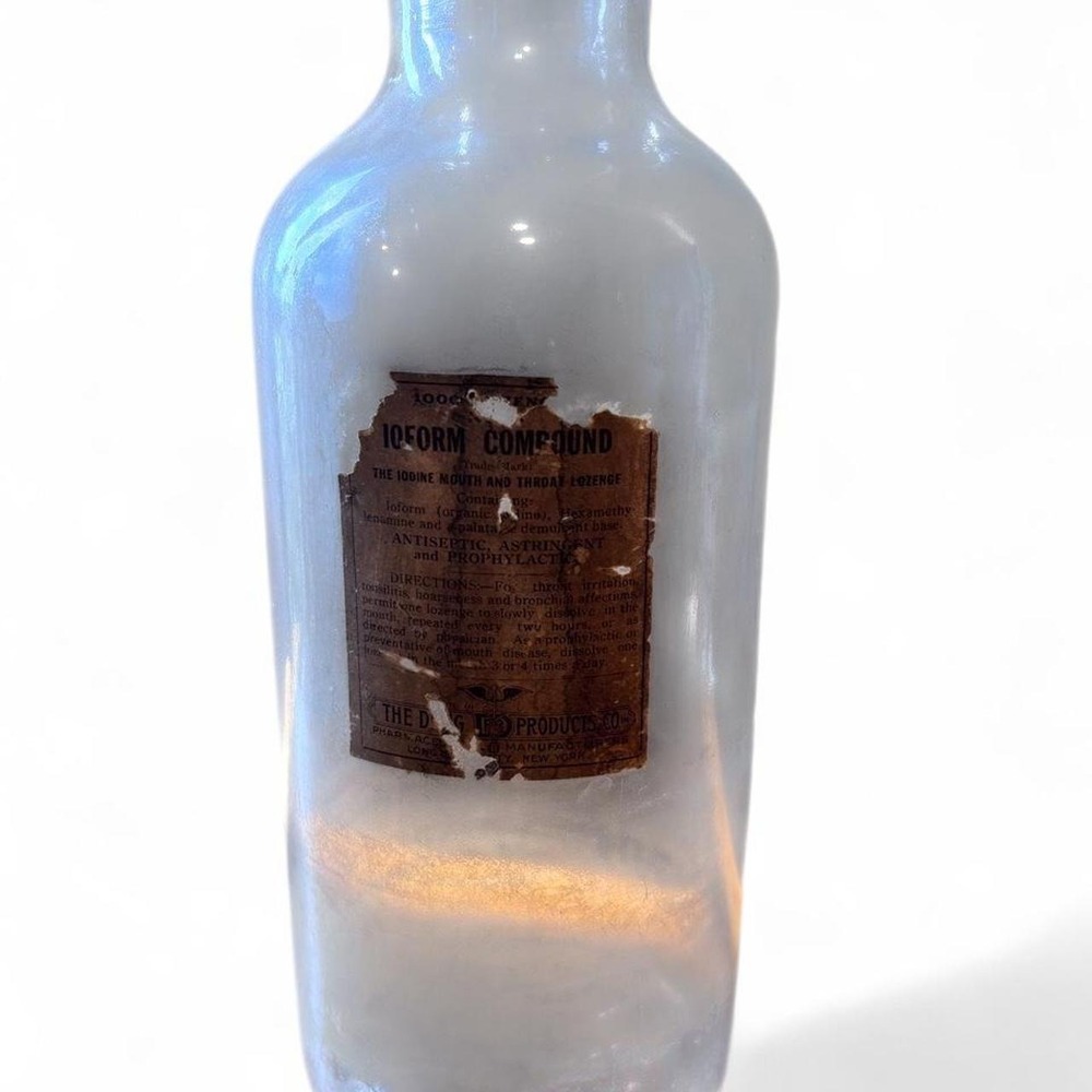 Vintage IOFORM COMPOUND Apothecary Bottle The Drug Products Co NY Antique Glass